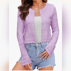 Womens Lavender Knit Cardigan Sweater Bolero Size Small